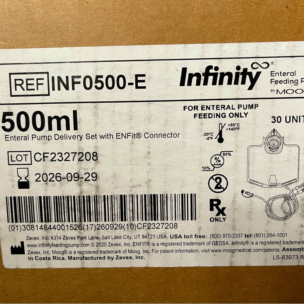 Moog Zevex EnteraLite Infinity 500mL Feeding Bag